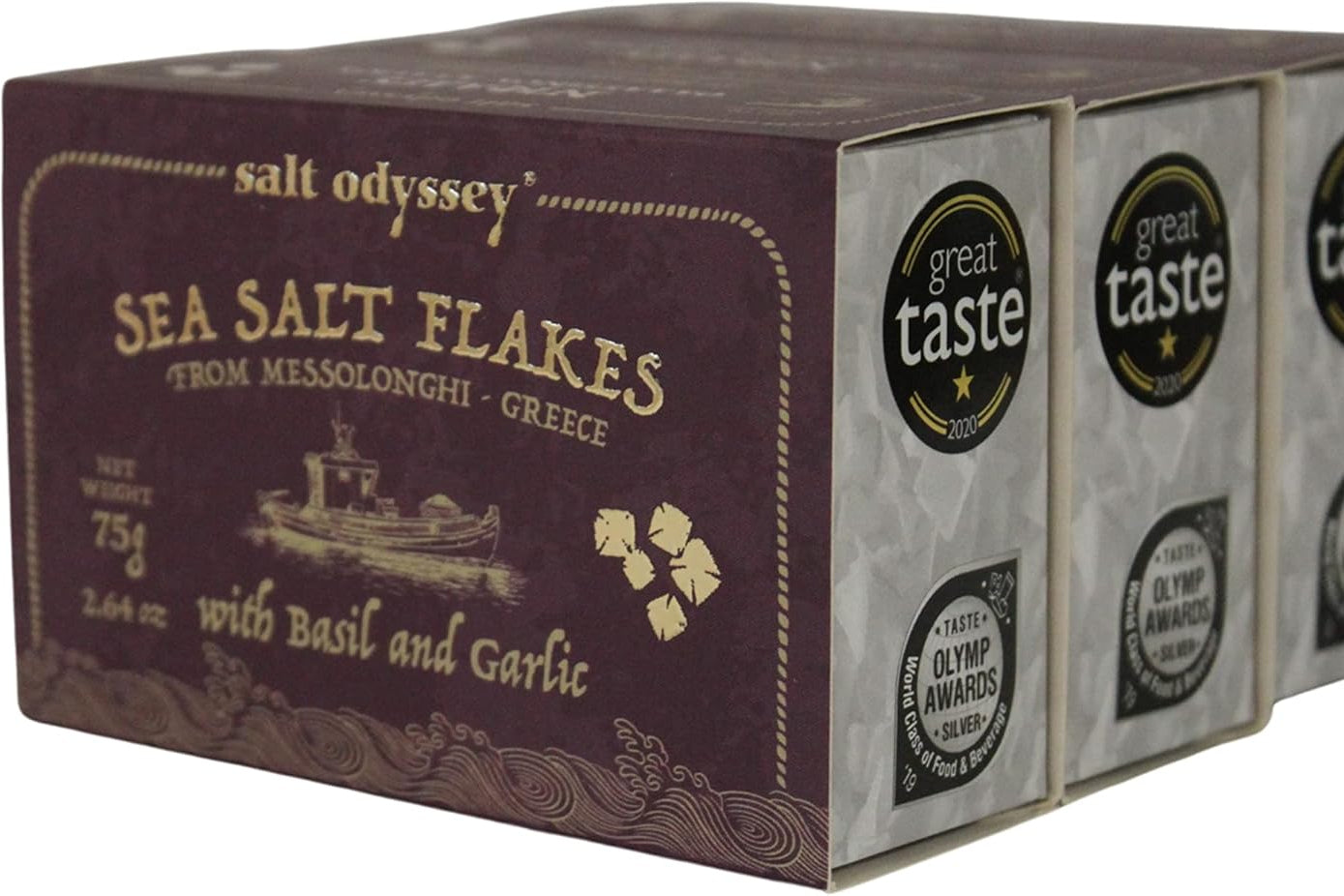 Jūros druskos dribsniai su česnaku ir baziliku "Messolonghi" 75g