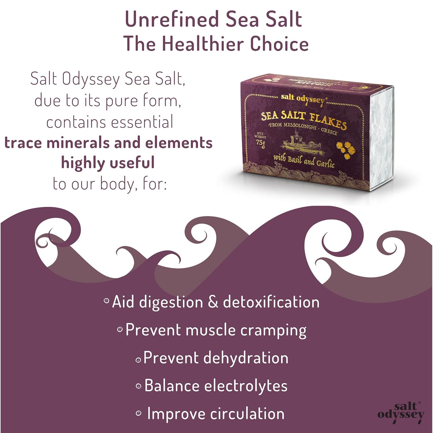 Jūros druskos dribsniai su česnaku ir baziliku "Messolonghi" 75g