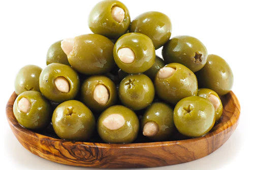 Žaliosios Kalamon alyvuogės įdarytos migdolu „Vassilakis Estate“ | Marinuotos sūryme 320g