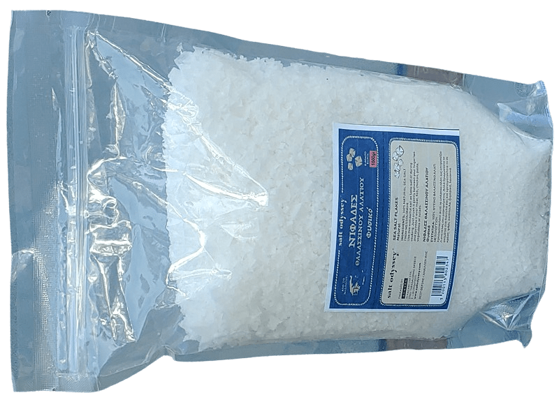 Natūralūs jūros druskos dribsniai "Messolonghi" 1000g