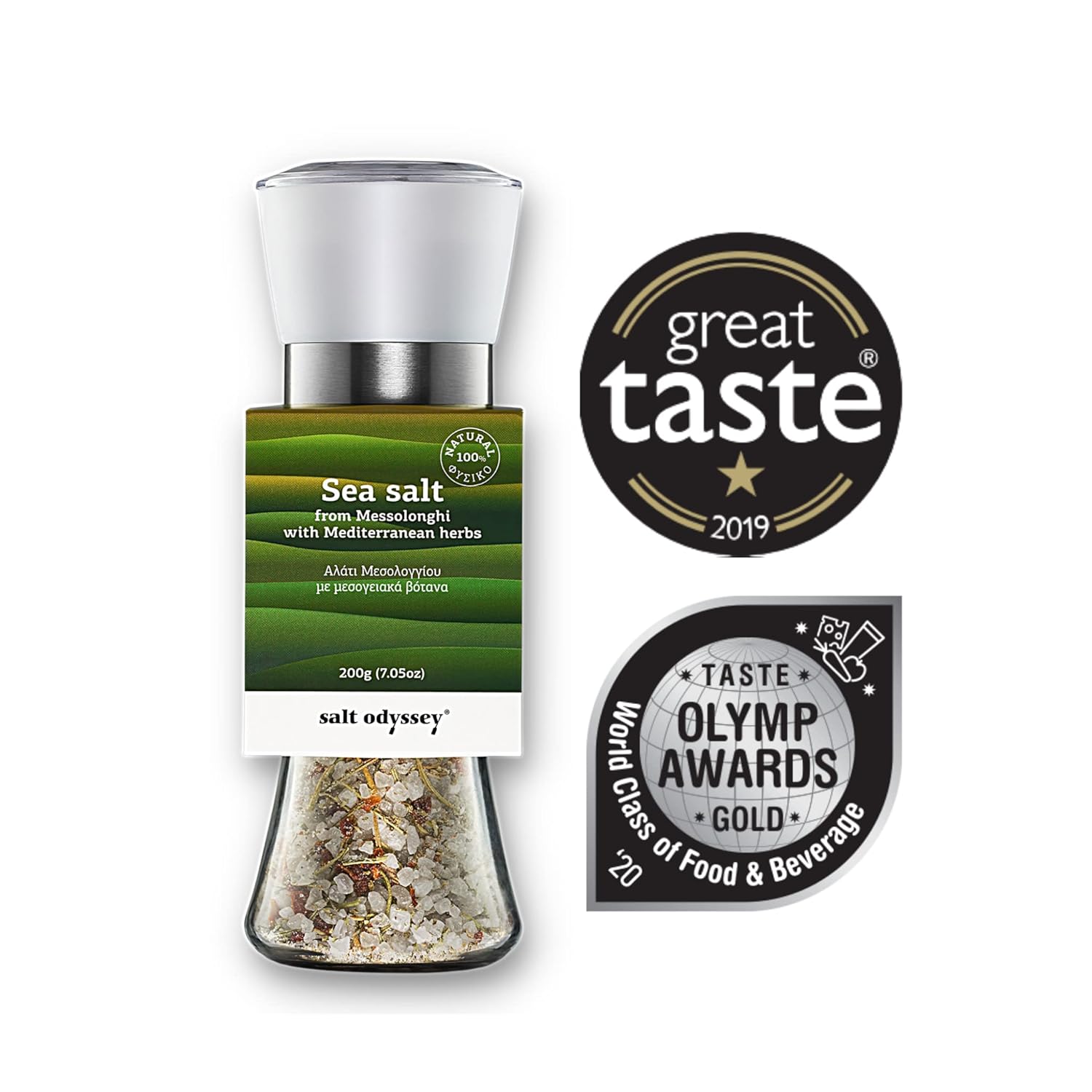 Jūros druskos malūnėlis su Viduržemio jūros žolelėmis "Messolonghi" 160g