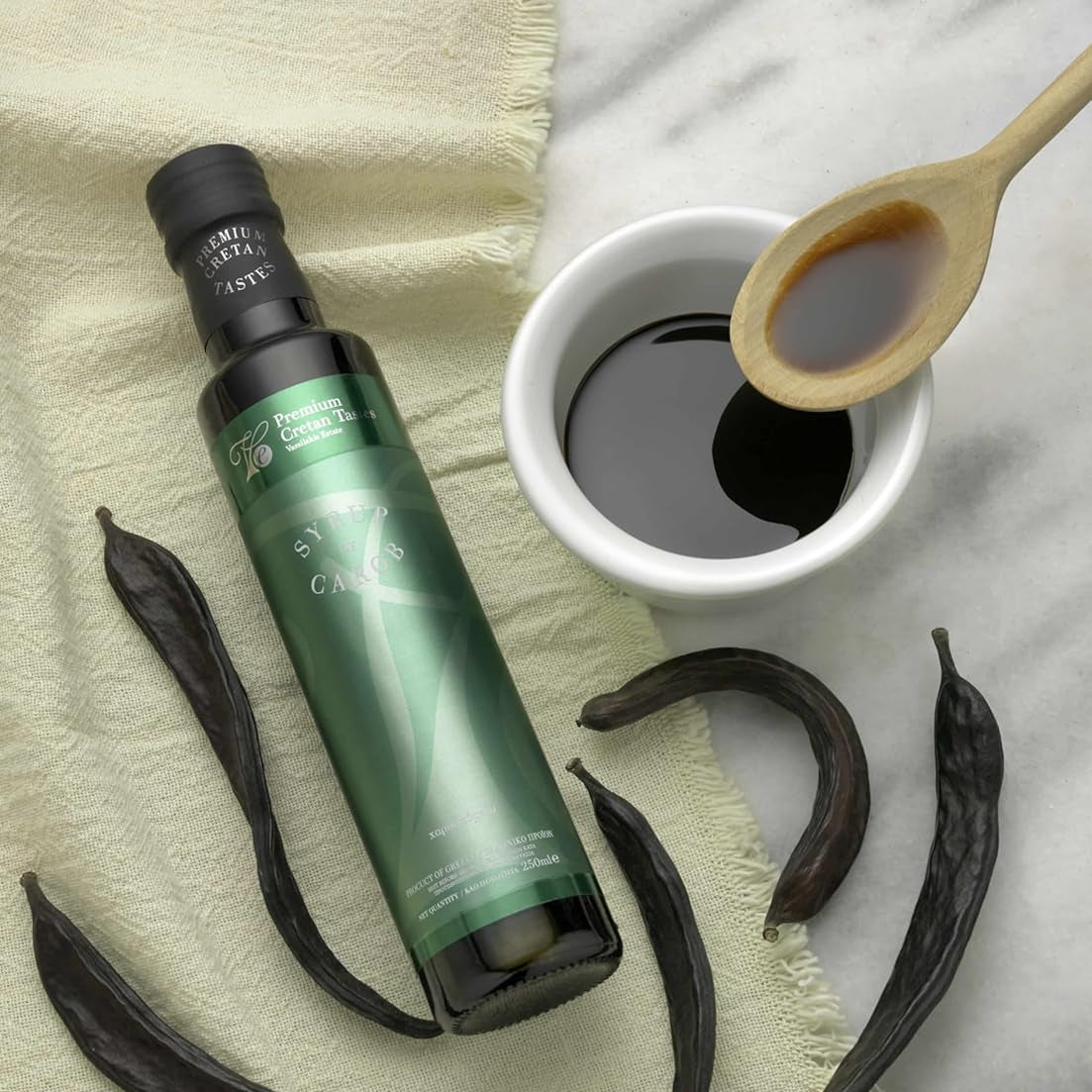 Saldžiosios ceratonijos sirupas „Vassilakis Estate“ | Natūralus cukraus pakaitalas 250ml