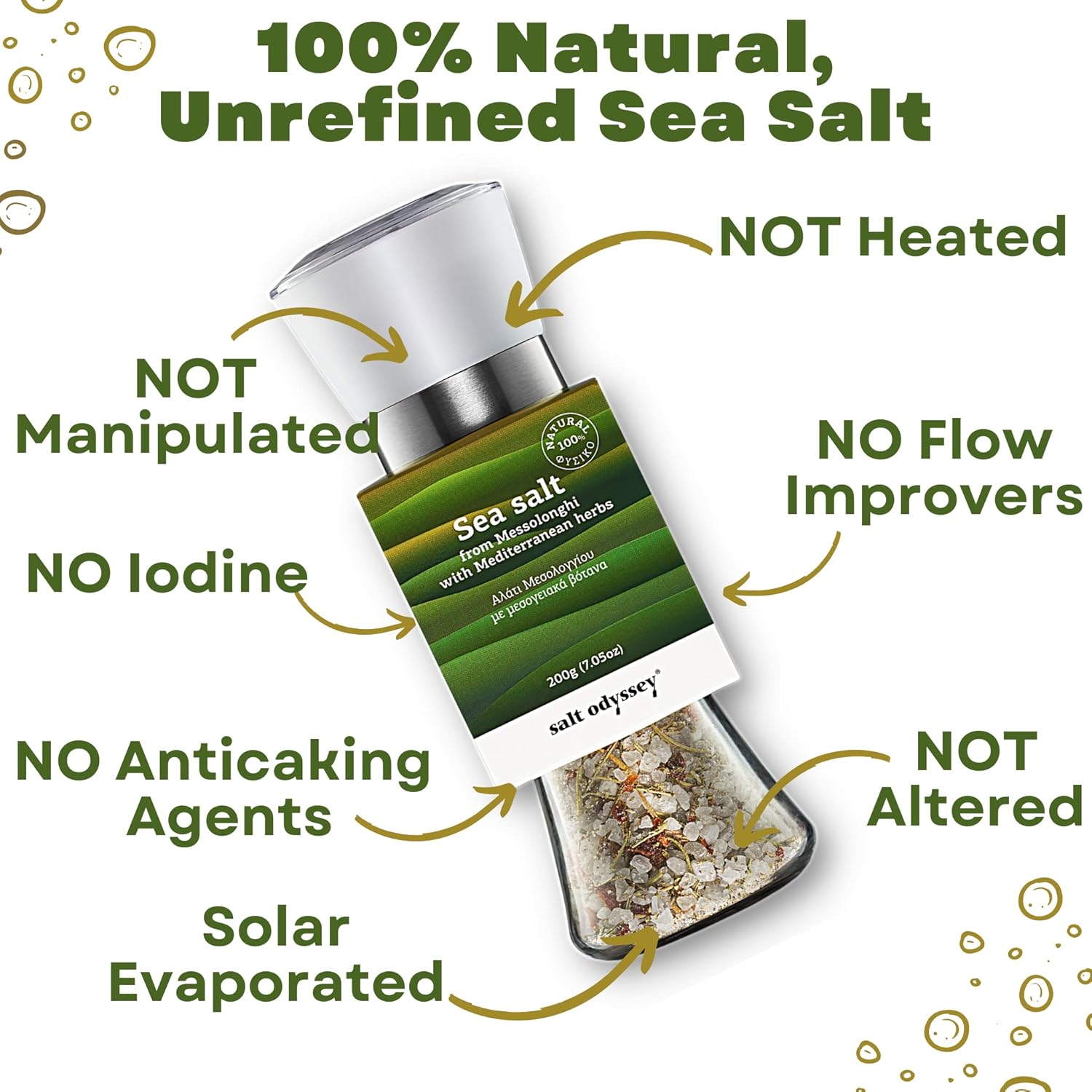 Jūros druskos malūnėlis su Viduržemio jūros žolelėmis "Messolonghi" 160g