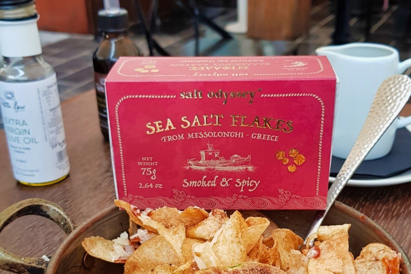 Jūros druskos dribsniai – rūkyti ir aštrūs "Messolonghi" 75g